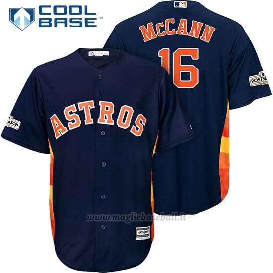 Maglia Baseball Uomo Houston Astros 2017 Postseason Brian Mccann Blu Cool Base